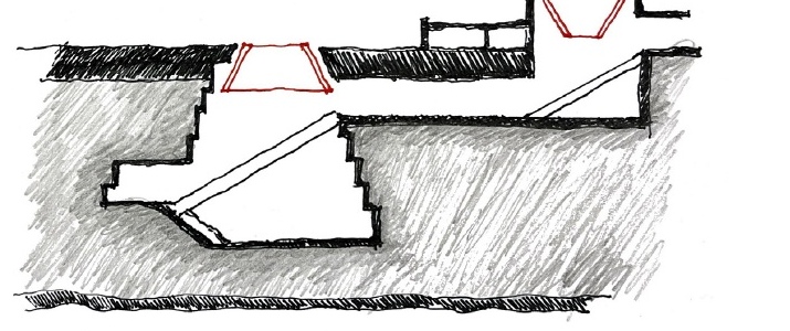 Coupe conceptuelle dessinée à la main pour la station Diriyah South